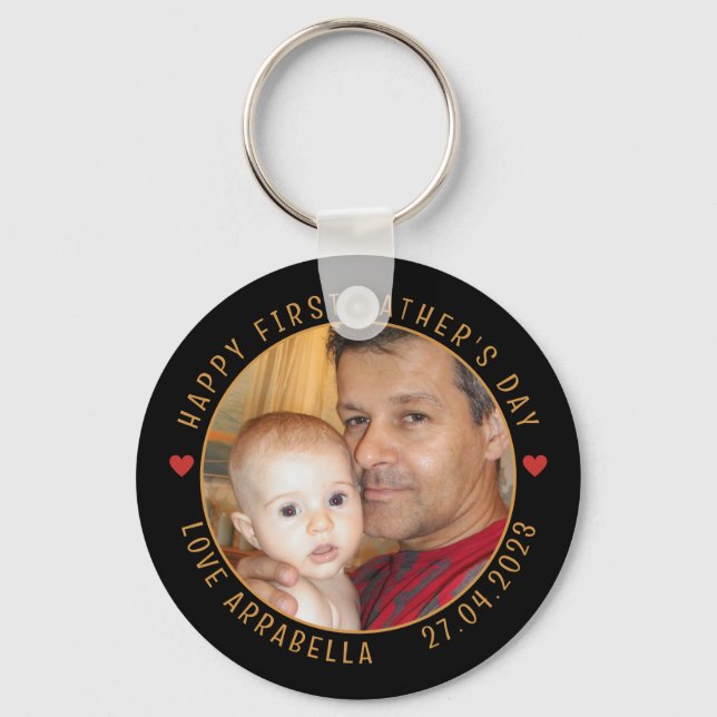 Happy First Father's Day Keepsake New Father Keychain (Front)