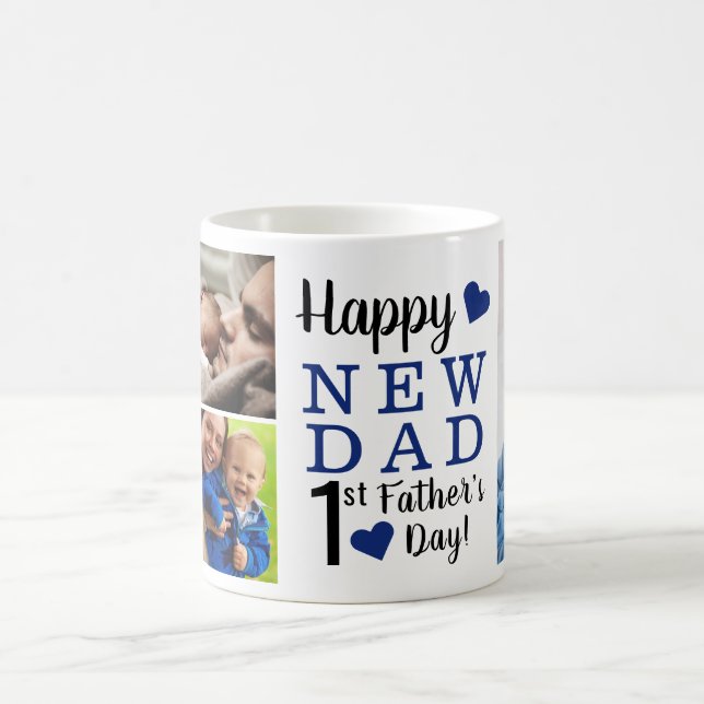 Happy First Father's Day New Dad  5 Photo Collage Coffee Mug (Center)