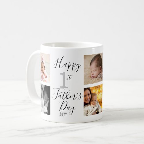 Happy First Fathers Day New Dad 8 Photo Collage Coffee Mug