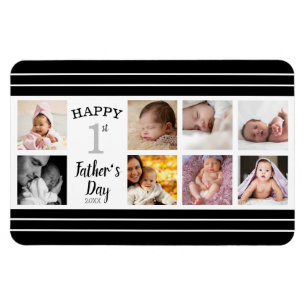 Happy First Father's Day New Dad 8 Photo Collage Magnet