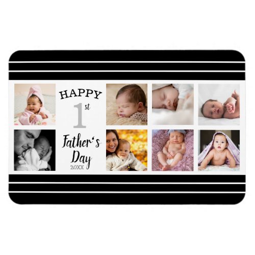 Happy First Fathers Day New Dad 8 Photo Collage   Magnet