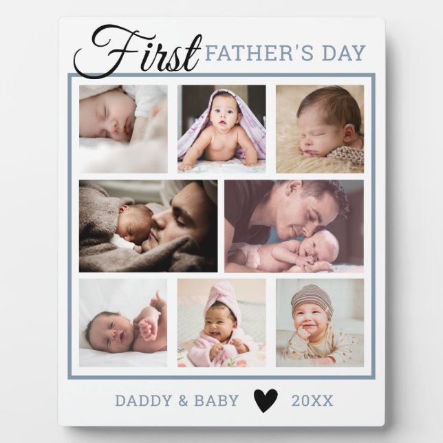 Happy First Father's Day New Dad 8 Photo Collage Plaque (Front)