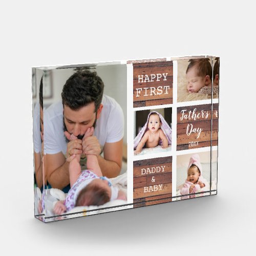 Happy First Fathers Day Pallet Wood 4 Photo Block