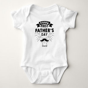Happy First Fathers Day Personalized Baby Bodysuit