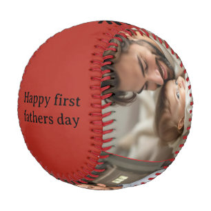 Happy first fathers day personalized name & photo baseball