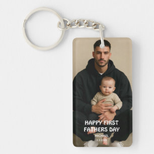 Happy first fathers day / personalized name photo keychain