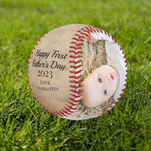 Happy First Fathers Day Personalized One of a Kind Baseball