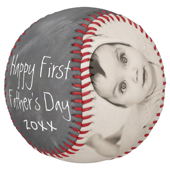 Happy First Fathers Day Personalized One of a Kind Softball (Angled)