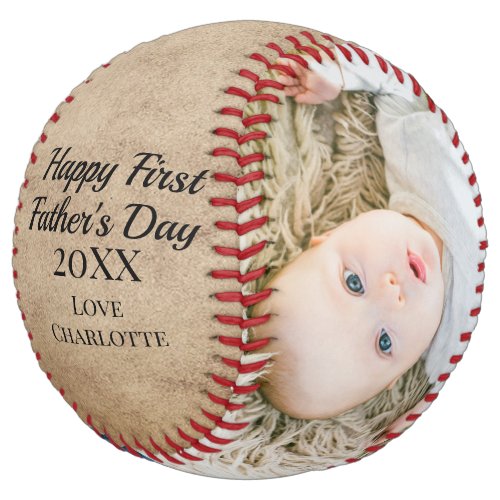 Happy First Fathers Day Personalized One of a Kind Softball