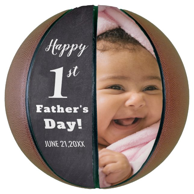 Happy First Father's Day Personalized  Photo Basketball (Vertical)