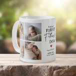 Happy First Father's Day' Photo Collage Keepsake Coffee Mug<br><div class="desc">Create your very own special first Fathers day gift with this cute photo collage coffee mug. Featuring 8 square photographs and the text 'Happy First fathers Day', the word Father is in elegant script, a cute little modern red heart that can be changed to any color, hugs & kisses and...</div>