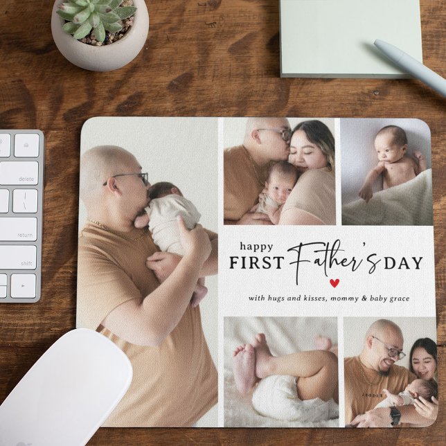 Happy First Father's Day' Photo Collage Keepsake Mouse Pad (Creator Uploaded)