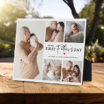 Happy First Father's Day' Photo Collage Keepsake Plaque<br><div class="desc">Create your very own special first Father's day gift with this cute photo collage plaque. Featuring 6 photographs and the text 'happy First Father's Day', the word Father is in elegant script, a cute little modern red heart that can be changed to any color, hugs & kisses and name/s. All...</div>