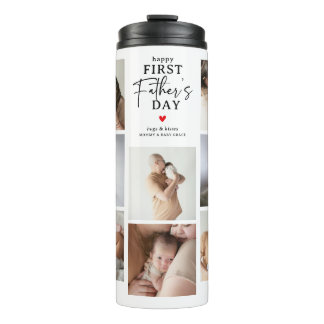 Happy First Father's Day' Photo Collage Keepsake Thermal Tumbler