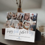 Happy First Father's Day Photo Collage Plaque<br><div class="desc">Simple 1st fathers day picture plaque featuring a photo collage of 10 family photos for you to replace with your own,  the saying "happy first father's day",  the quote "some men are born to be fathers,  and that someone is you",  a cute blue heart,  and your childs name.</div>