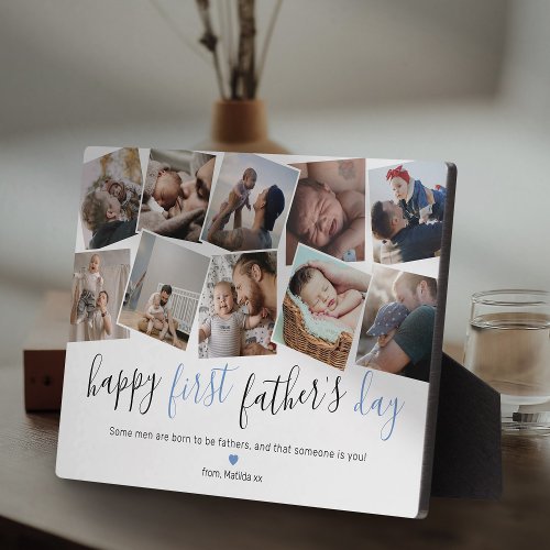 Happy First Fathers Day Photo Collage Plaque