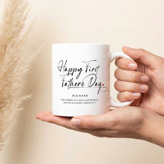 Happy First Father's Day Photo Collage & Quote Coffee Mug (Creator Uploaded)