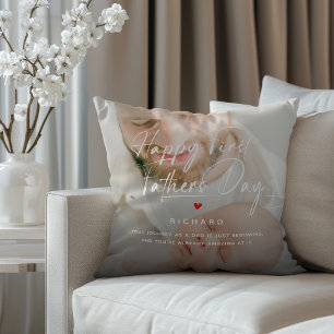Happy First Father's Day Photo Collage & Quote Throw Pillow