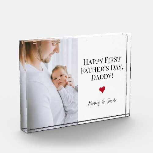 Happy First Fathers day Photo Heart Custom