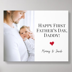 Happy First Father's day Photo Heart Custom Acrylic Photo Tile