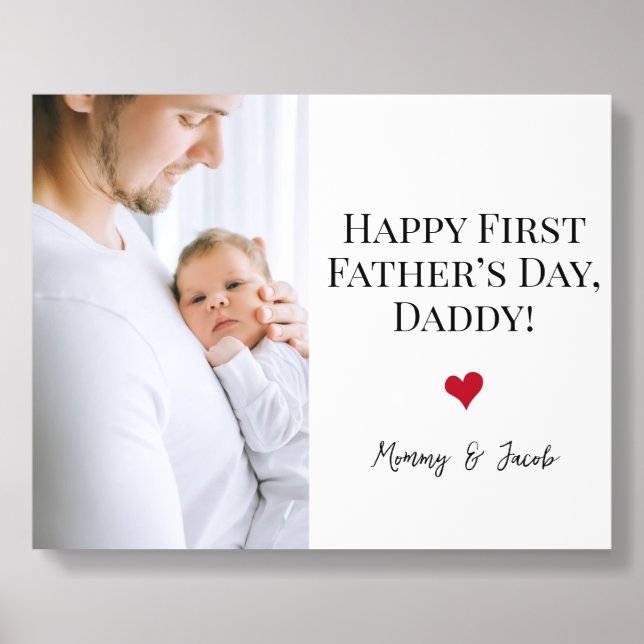Happy First Father's day Photo Heart Custom Acrylic Photo Tile (Front Set)