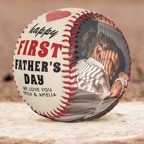 Happy First Fathers Day Red Heart 2 Photo  Baseball