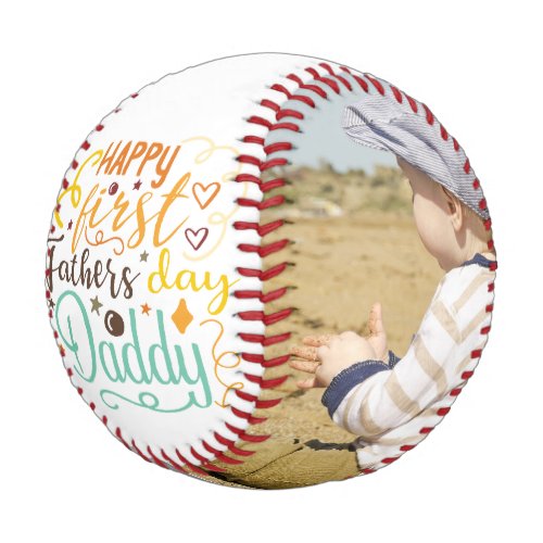 Happy First Fathers Day Retro Photo Template Baseball