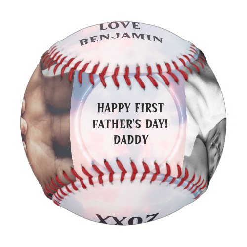 Happy First Fathers Day Typography  Custom Photo Baseball