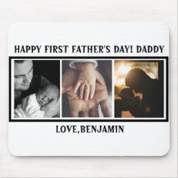 Happy First Father&#39;s Day Typography  Custom Photo  Mouse Pad