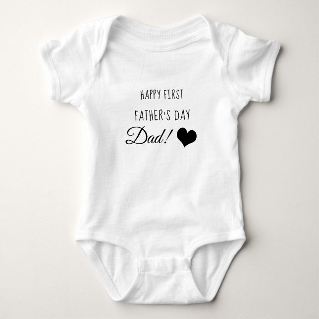 Happy First Father's Day with Heart Baby Bodysuit (Front)