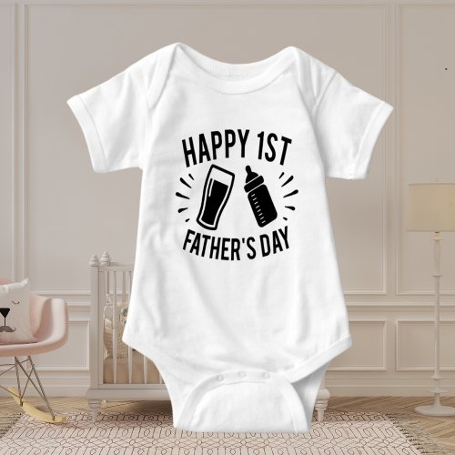 Happy First Fathers Day word art Baby Bodysuit