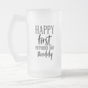 Happy First Father's Day word art Frosted Glass Beer Mug