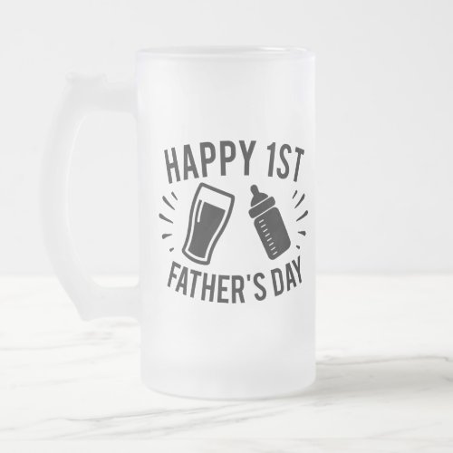Happy First Fathers Day word art Frosted Glass Beer Mug