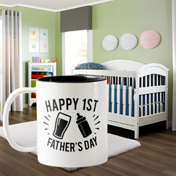 Happy First Father's Day Word Art Two-tone Coffee Mug by DoodlesHolidayGifts at Zazzle