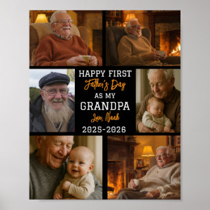 Happy First Grandpa Day Photo Collage Poster