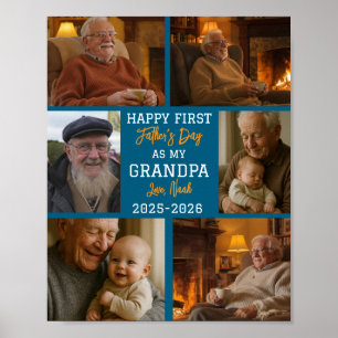 Happy First Grandpa Day Photo Collage Poster