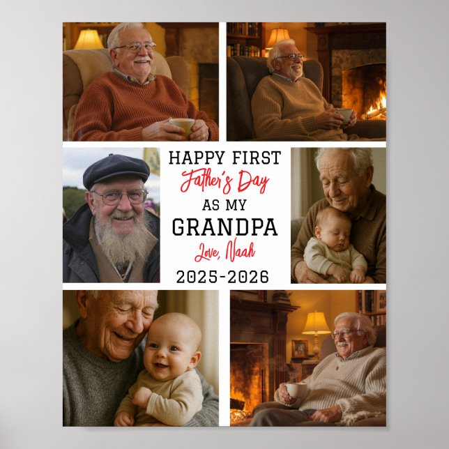 Happy First Grandpa Day Photo Collage Poster (Front)