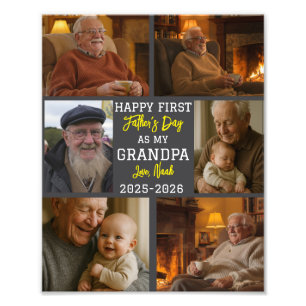 Happy First Grandpa Day Photo Collage Print