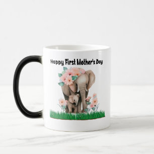 happy first mother day cute elephant  color morph mug 