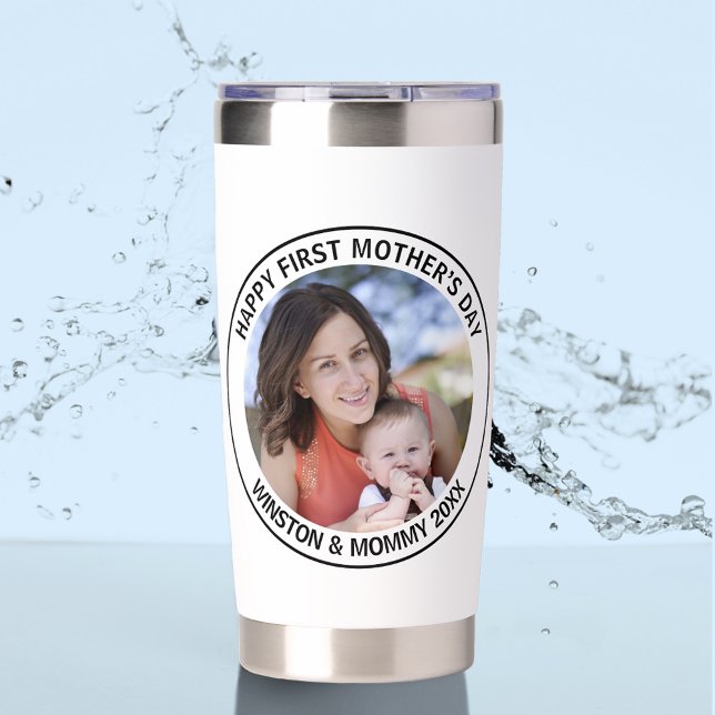 Happy First Mother’s Day Custom Photo & Text Insulated Tumbler (Creator Uploaded)
