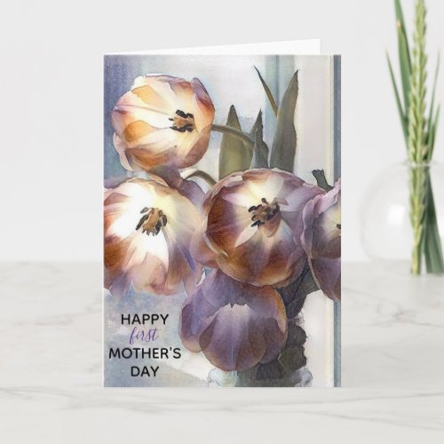 Happy First Mothers Day Pink Tulips Card