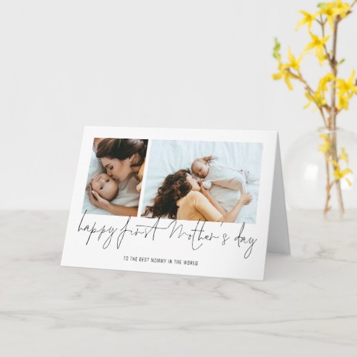 Happy First Mothers Day 2 Photos Script  Card