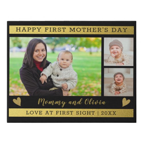 Happy First Mothers Day 3 Photo Collage Faux Canvas Print