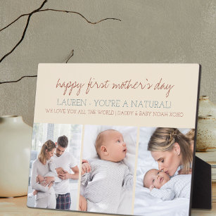 Happy First Mothers Day - 3 Photo Cream Plaque