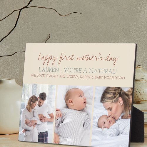 Happy First Mothers Day _ 3 Photo Cream Plaque