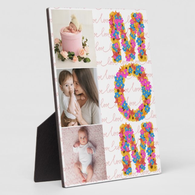 Happy First Mothers Day 3 Photo Personalized   Plaque (Side)