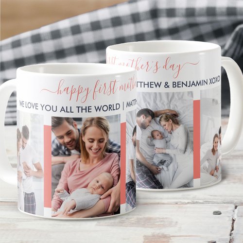 Happy First Mothers Day 4 Photo Personalized Coffee Mug