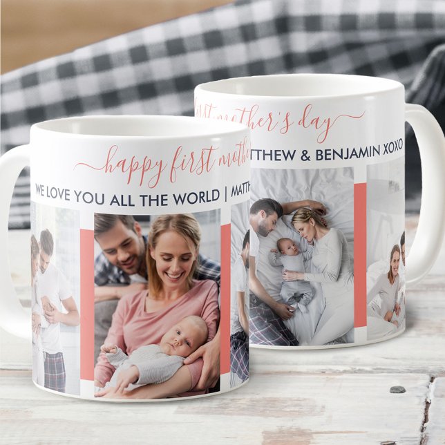 Happy First Mothers Day 4 Photo Personalized Coffee Mug (Creator Uploaded)