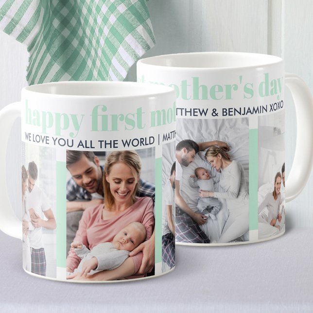 Happy First Mothers Day 4 Photo Personalized Coffee Mug (Creator Uploaded)
