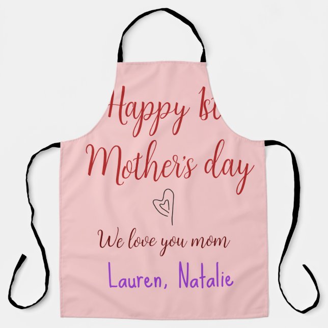 Happy first mothers day add name text mommy heart apron (Front)